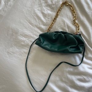 Green puffy purse